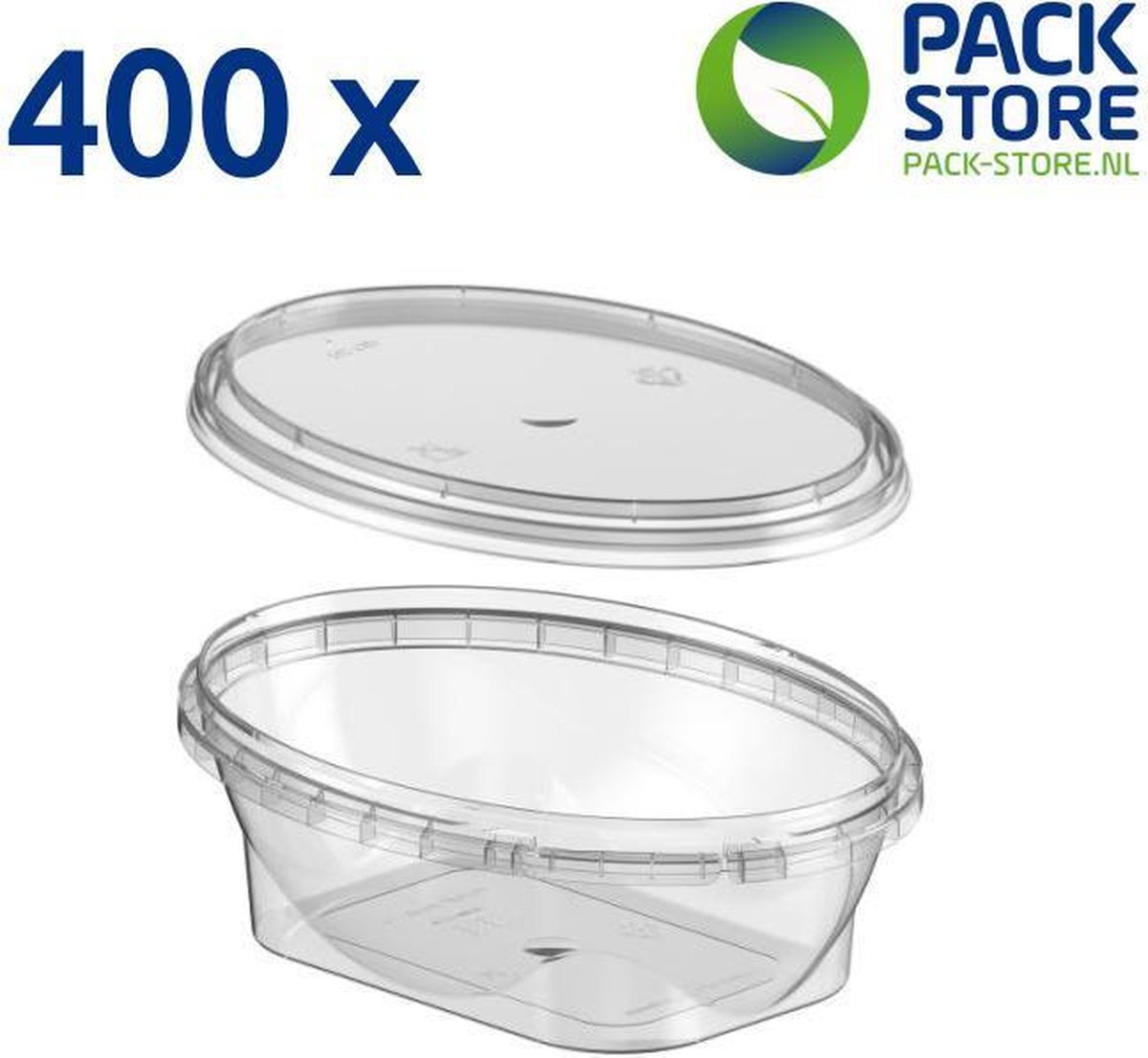 400 x ovale plastic bakjes met deksel - 250 ml - vershoudbakjes - meal prep bakjes - transparant - geschikt voor diepvries, magnetron en vaatwasser - Nederlandse producent