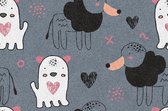 Mat, Vloermat, Vloerkleed, Tapijt, Kind - Kinderkamer Dogs Heart - Wasbaar - Antislip - 75 x 50 cm