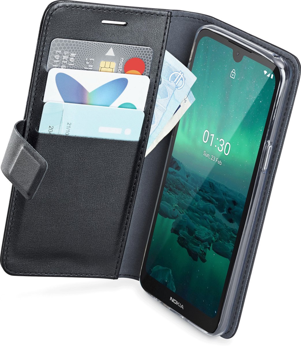 Azuri walletcase hoesje met magneetsluiting en pashouder voor Nokia 1.3 - zwart