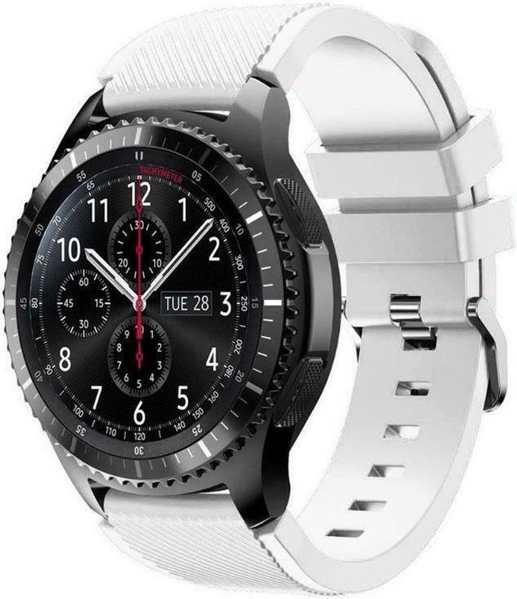 Siliconen bandje geschikt voor Samsung Galaxy Watch - 46mm - wit - Merkloos