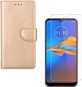 Bookcase hoesje Geschikt voor: Samsung Galaxy A20S Portemonnee Goud met 2 stuks Glas Screen protector