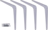 Set van 4x witte plankdrager 15 x 20 cm - 150 x 200 mm - Tot 12 kg - Inclusief schroeven - Plankdragers/consoles