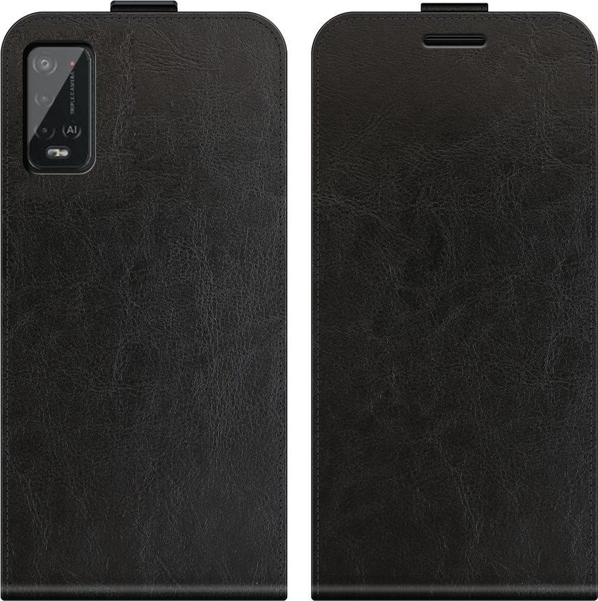Mobigear Telefoonhoesje geschikt voor Wiko Power U20 Hoesje | Mobigear Flipcase | Pasjeshouder voor 1 Pasje | Telefoonhoesje voor Pinpas / OV Kaart / Rijbewijs - Zwart