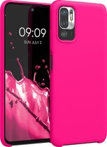 kwmobile telefoonhoesje voor Xiaomi Redmi Note 10 5G - Hoesje met siliconen coating - Smartphone case in neon roze
