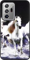 ADEL Siliconen Back Cover Softcase Hoesje Geschikt voor Samsung Galaxy Note 20 Ultra - Paarden Wit