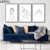 Abstracte Lady Lijntekening Print Poster Wall Art Kunst Canvas Printing Op Papier Living Decoratie  SHR-238