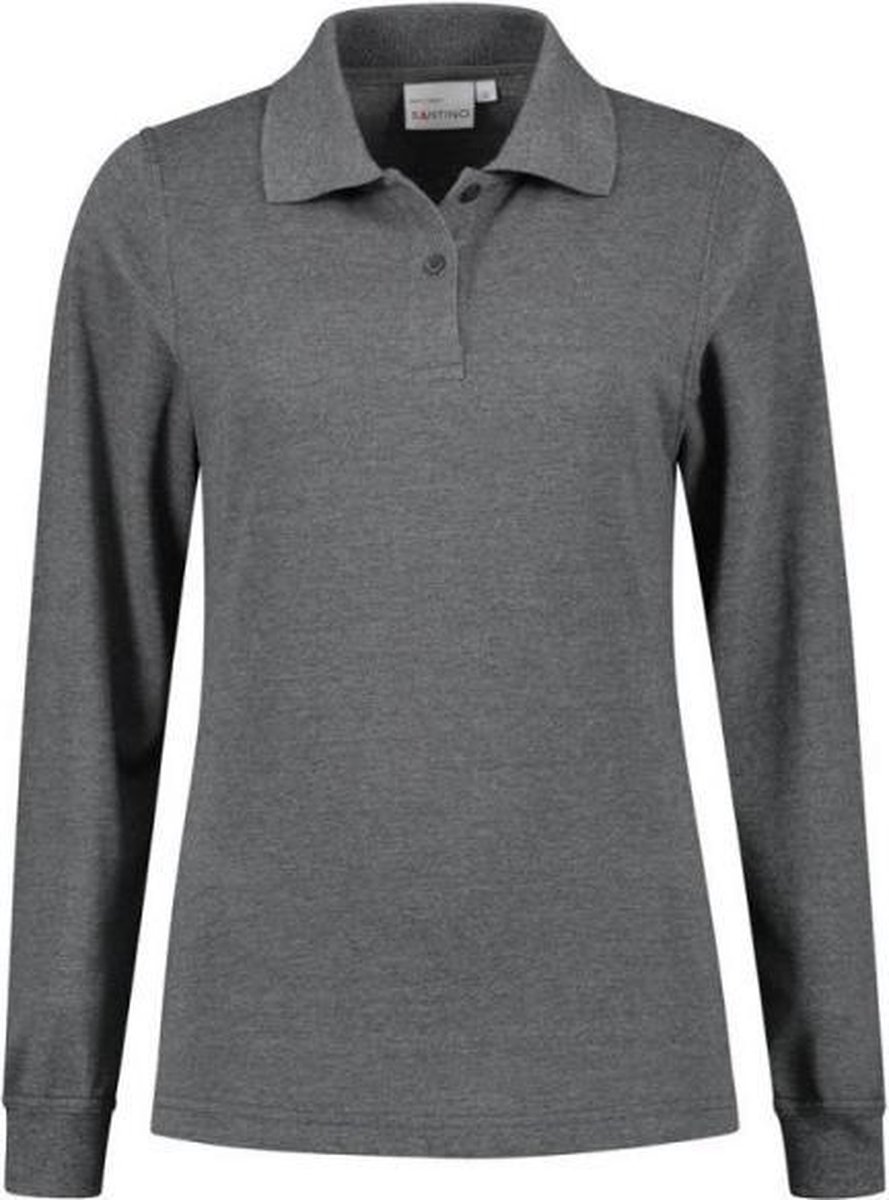 Santino Matt Dames Polo-shirt lange mouwen - Donkergrijs - XS