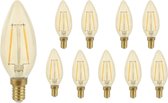 Spectrum - Voordeelpak 10 stuks - LED filament lamp - E14 fitting C35 - 2W vervangt 25W - 2400K extra warm wit licht
