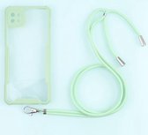 Voor Samsung Galaxy A22 Acryl + Kleur TPU Schokbestendig Hoesje met Nekkoord (Avocado)