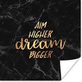 Poster Quotes - Dream - Goud - Marmer - 100x100 cm XXL