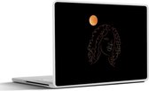 Laptop sticker - 15.6 inch - Vrouw - Maan - Line art - Black and gold - 36x27,5cm - Laptopstickers - Laptop skin - Cover