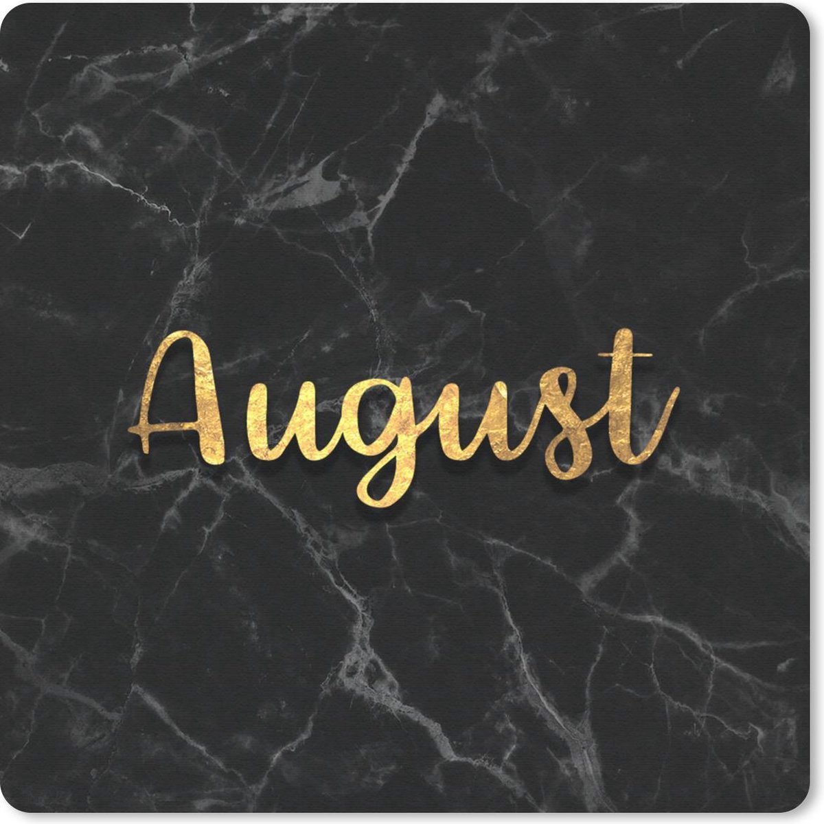 Muismat 30x30 cm - Mousepad Kalender - Augustus - Goud - Marmer print - Muismatten