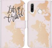 iMoshion Design Softcase Book Case Huawei P30 Lite hoesje - Let's Go Travel White