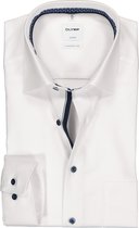 OLYMP Luxor comfort fit overhemd - wit structuur (contrast) - Strijkvrij - Boordmaat: 43
