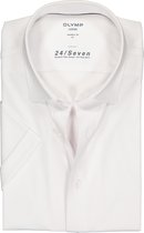 OLYMP Luxor 24/Seven modern fit overhemd - korte mouw - wit tricot - Strijkvriendelijk - Boordmaat: 39