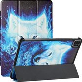 Zijdetextuur Gekleurd tekenpatroon Horizontale flip magnetische PU-lederen hoes met drie opvouwbare houder en slaap- / wekfunctie voor iPad Pro 11 (2018/2020/2021) (Rose the Wolf)