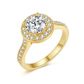 Twice As Nice Ring in 18kt verguld zilver, ronde zirkonia, kleine zirkonia 50