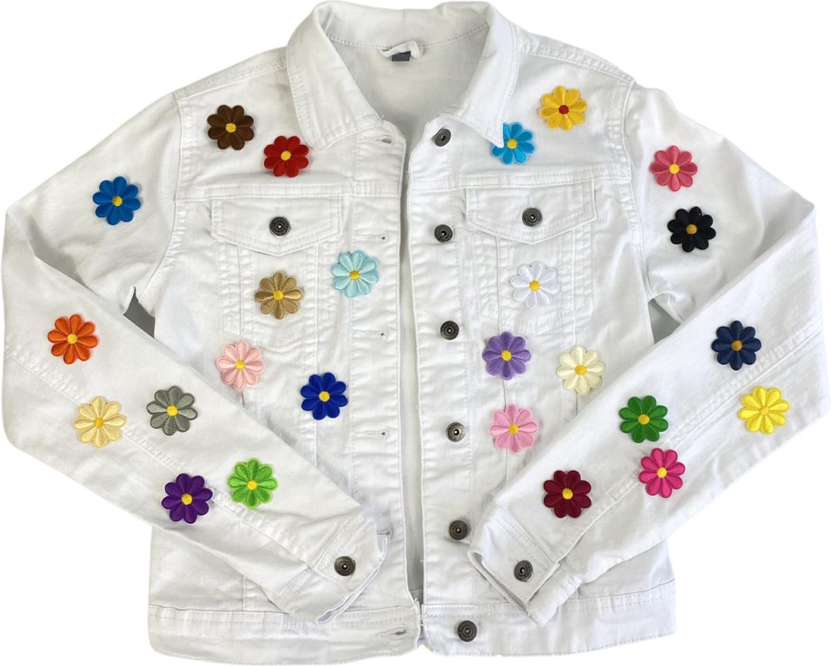 Woohome 16 stuks geborduurde patches, bloem opstrijkbare applicatie naaibare patches madeliefjes geborduurde applicaties stickerpatches voor doe-het-zelf kleding jeans jassen tassen opstrijkbare