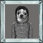 40 x 40 cm - Spiegellijst met prent - Michael Jackson - prent achter glas
