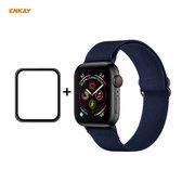 Voor Apple Watch Series 6/5/4 / SE 44 mm Hat-Prince ENKAY 2 in 1 verstelbare flexibele polyester horlogeband + volledig scherm volledige lijm PMMA gebogen HD-schermbeschermer (donkerblauw)