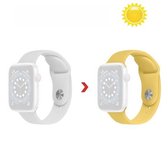 Verkleuring in de zon Siliconen vervangende horlogeband voor Apple Watch Series 6 & SE & 5 & 4 40 mm / 3 & 2 & 1 38 mm (wit veranderen geel)