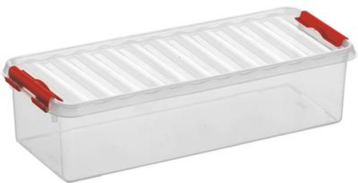 Sunware - Q-line opbergbox 3,5L transparant rood - 38,8 x 14,2 x 9,2 cm