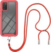 Voor Samsung Galaxy A02s US Versie 164mm Sterrenhemel Effen Kleur Serie Schokbestendig PC + TPU Beschermhoes met Nekband (Rood)