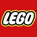 Het rode LEGO logo met witte letters en gele rand.