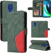 Voor Motorola Moto G9 Spelen Dual-color Splicing Horizontale Flip PU Lederen Case met Houder & Kaartsleuven & Portemonnee (Groen)