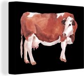 Toile Peinture Vache - Dessin - Zwart - 120x90 cm - Décoration murale