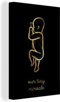 Canvas Schilderij Baby - Goud - Spreuken - Our tiny miracle - Quotes - 80x120 cm - Wanddecoratie