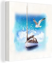 Peintures sur toile Bateau - Vogel - Mer - Aquarelle - 20x20 cm - Décoration murale