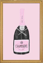 JUNIQE - Poster met houten lijst Champagne -13x18 /Roze & Zwart