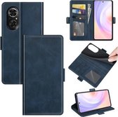 Voor Honor 50 SE Dual-side magnetische gesp horizontale flip lederen tas met houder & kaartsleuven & portemonnee (donkerblauw)