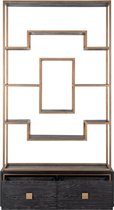 Wandkast vierkant 2-laden bruin/goud hout metaal (r-000SP38291)