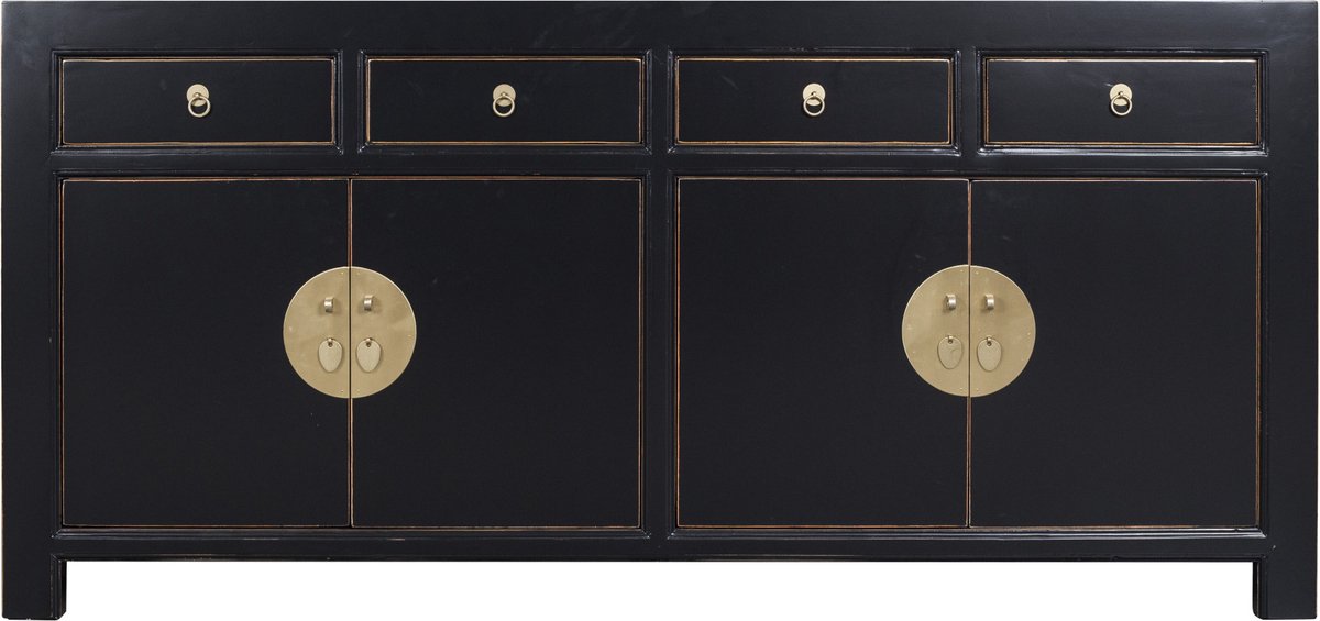 Fine Asianliving Chinese Dressoir Onyx Zwart - Orientique Collection B180xD40xH85cm Chinese Meubels Oosterse Kast
