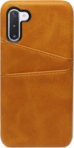 - ADEL Kunstleren Back Cover Pasjes Hoesje Geschikt voor Samsung Galaxy Note 10 - Bruin