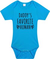 Daddys favourite human tekst baby rompertje blauw jongens - Kraamcadeau - Vaderdag - Babykleding 56 (1-2 maanden)