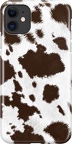 Apple iPhone 11 Hoesje - Premium Hardcase Hoesje - Dun en stevig plastic - Met Dierenprint - Koeien Patroon - Bruin