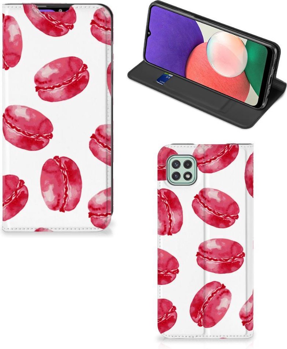 Samsung Galaxy A22 5G Flip Style Cover Pink Macarons