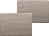 6x stuks stevige luxe Tafel placemats Jaspe taupe 30 x 43 cm - Met anti slip laag en Pu coating toplaag