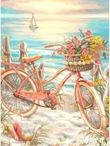 Diamond painting - Geschilderde fiets met bloemen - Geproduceerd in Nederland - 30 x 40 cm - canvas materiaal - vierkante steentjes - Binnen 2-3 werkdagen in huis