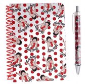 notitieboek met pen Betty Boop wit/rood 2-delig