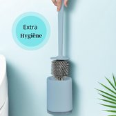 WC borstel – Toiletborstel van Siliconen - WC borstel met Lekbak – Ophangen Zonder Boren – voor extra Hygiëne