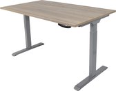 Zit-sta bureau 140x80 cm. – Slinger verstelbaar – Frame: grijs – Blad: Robson eik