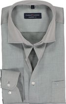 CASA MODA comfort fit overhemd - grijs twill - Strijkvrij - Boordmaat: 43