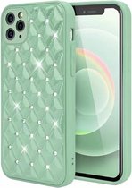 Hoesje geschikt voor iPhone 11 Pro Max - Backcover - Luxe - Diamantpatroon - TPU - Lichtgroen