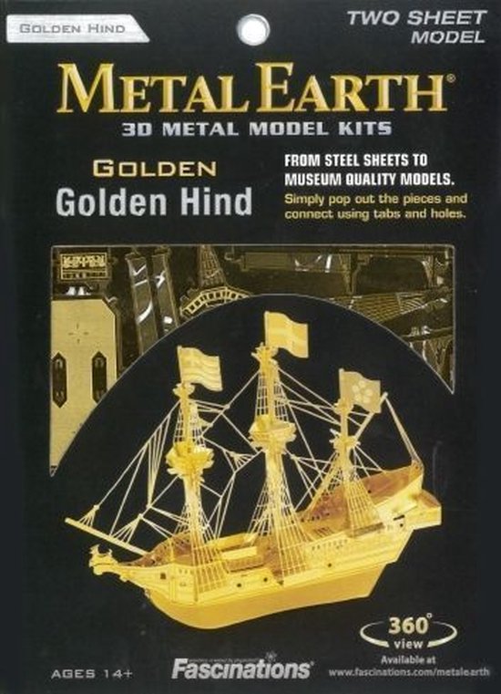 Metal Earth Modelbouw 3D Gouden zeilschip driemaster Golden Hind - Metaal - Metal earth