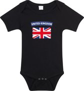 United Kingdom baby rompertje met vlag zwart jongens en meisjes - Kraamcadeau - Babykleding - Verenigd Koninkrijk landen romper 56 (1-2 maanden)