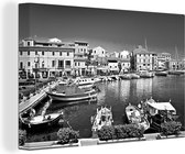 Canvas Schilderij De haven van La Maddalena Sardinië - zwart wit - 60x40 cm - Wanddecoratie